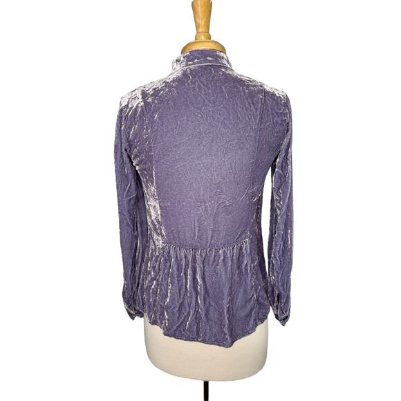 J.JILL Lavender Purple Velour Button Up Blouse Sz XXSP Petite Long Sleeve Velvet - Picture 3 of 10